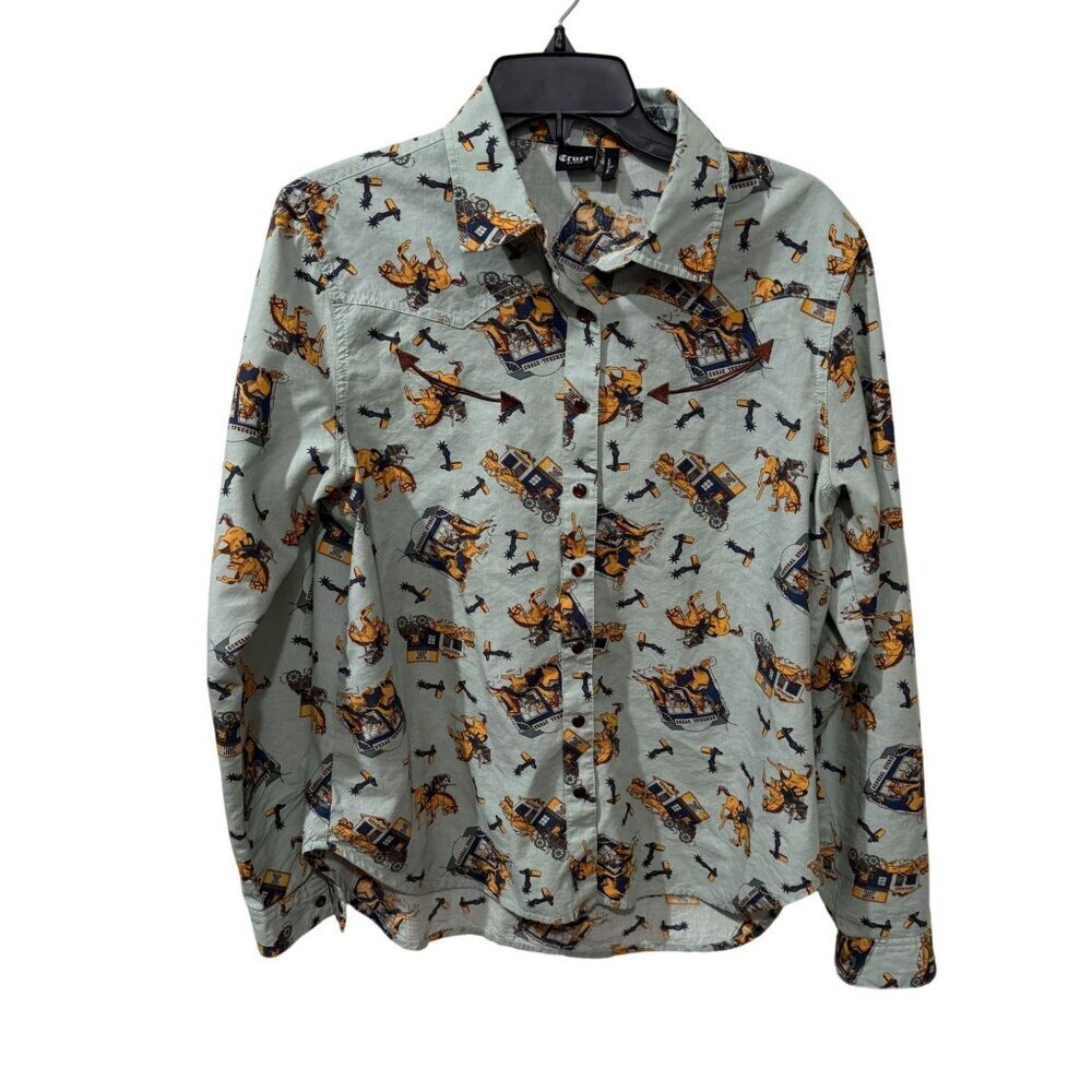 Cruel Denim Womens Long Sleeve Western Shirt With Rodeo Graphic Print Button-Dow